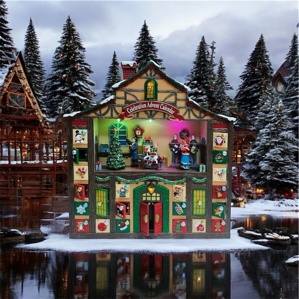 Holiday Living LED lights musical  Advent‎  Christmas Calendar 16" Tall  8 Songs